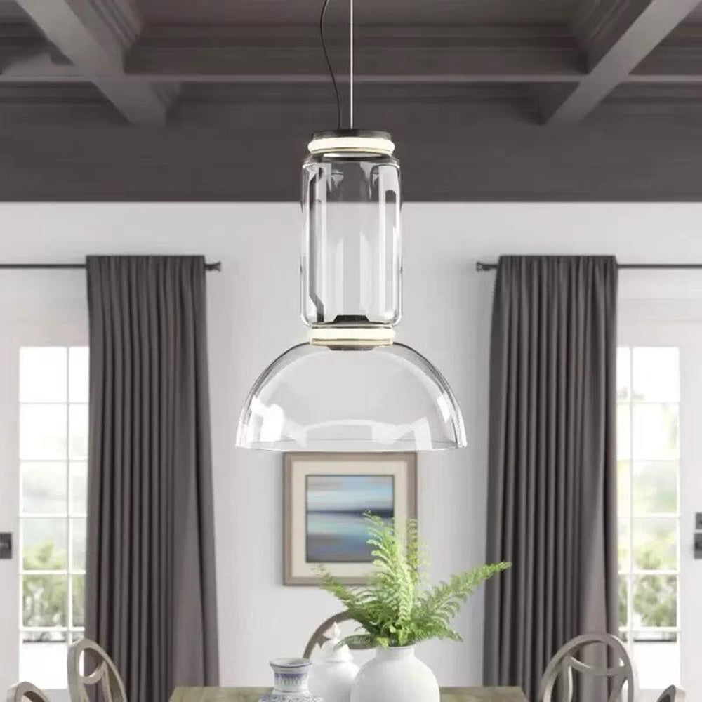 Valentina Minimalista LED Combinazione Lampade a Sospensione Metallo Vetro Nero Soggiorno/Camera da Letto