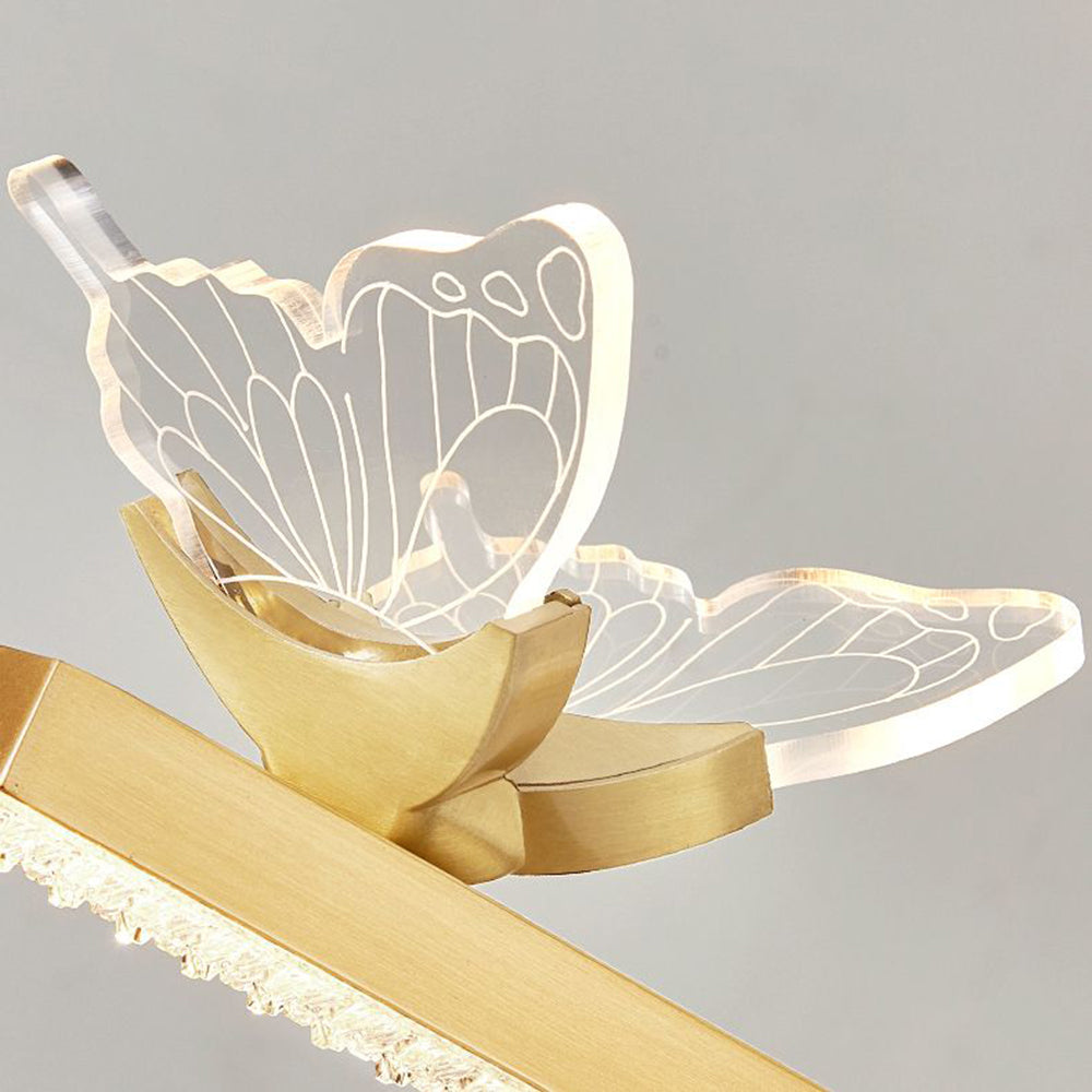 Arisha Moderno LED Applique Lineare Lusso Farfalla Metallo Acrilico Oro Bagno