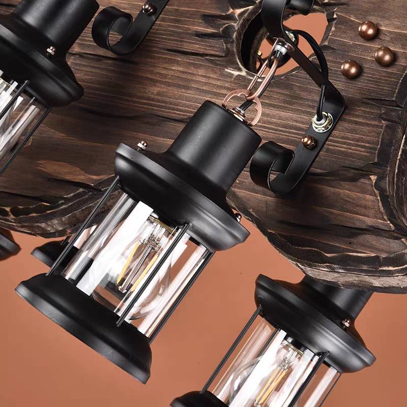 Epoch Legno Metallo Chitarra a 6 Lanterne Agriturismo Lampade a Sospensione