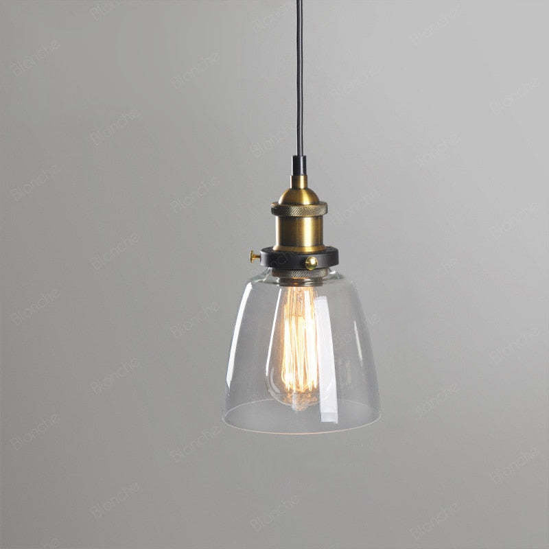Arisha Industriale LED Lampada a Sospensione Vetro Chiaro/Ambra/Grigio Fumo