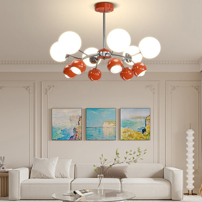 Arisha Vintage Metallo/Vetro Lux Lampadario Arancione/Beige Camera da letto/Soggiorno