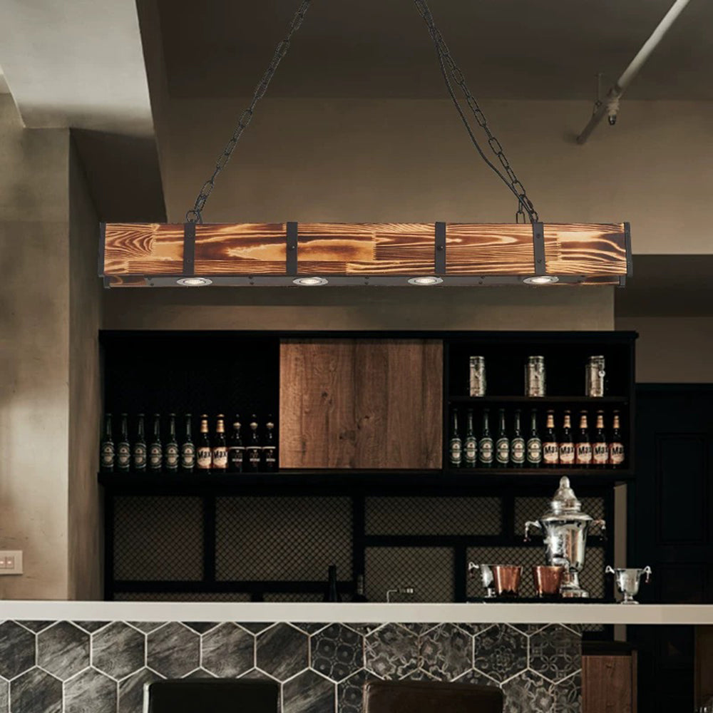 Silva Vintage LED Lampada a Sospensione Legno Lineare Soggiorno/Ristorante