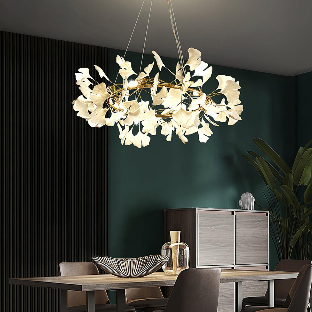 Olivia EarthenGlo Lampadario Art Deco bianco da cucina moderna, Metallo e Ceramica
