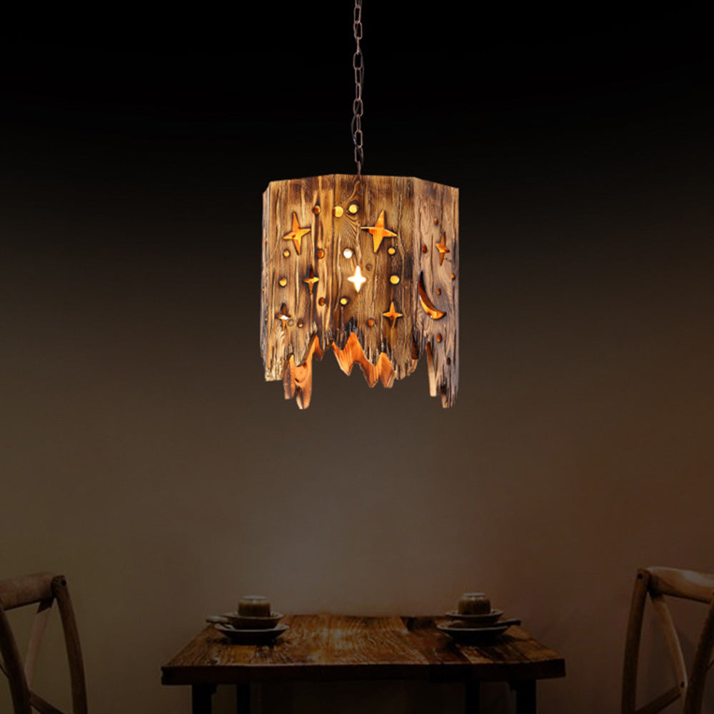 Epoch Lampada a Sospensione Metallo/Legno Stellato Retro Soggiorno