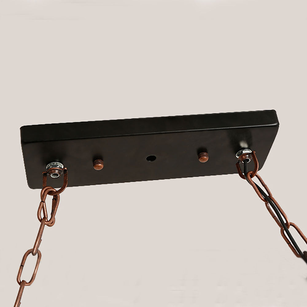 Epoch Industriale LED Lampade a Sospensione 5 Anelli Marrone Metallo Legno Camera da Letto/Sala da Pranzo/Soggiorno