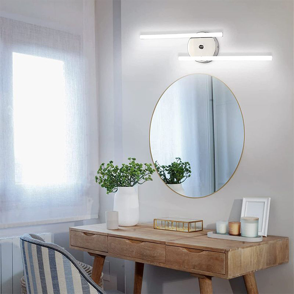 Arisha Moderne LED Applique Moppia Lineare Metallo Nero/Argento Bagno