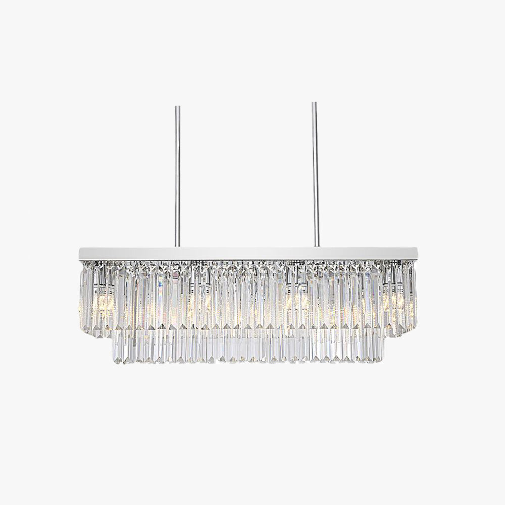 Kristy Design LED Lampadario Rettangolare d'Arte Moderna in Cristallo/Metallo Argento Soggiorno/Camera da Letto