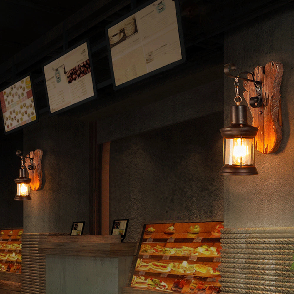 Epoch Industriale LED Design Gambe Applique Marrone Legno Metallo Soggiorno/Camera da Letto/Sala Studio