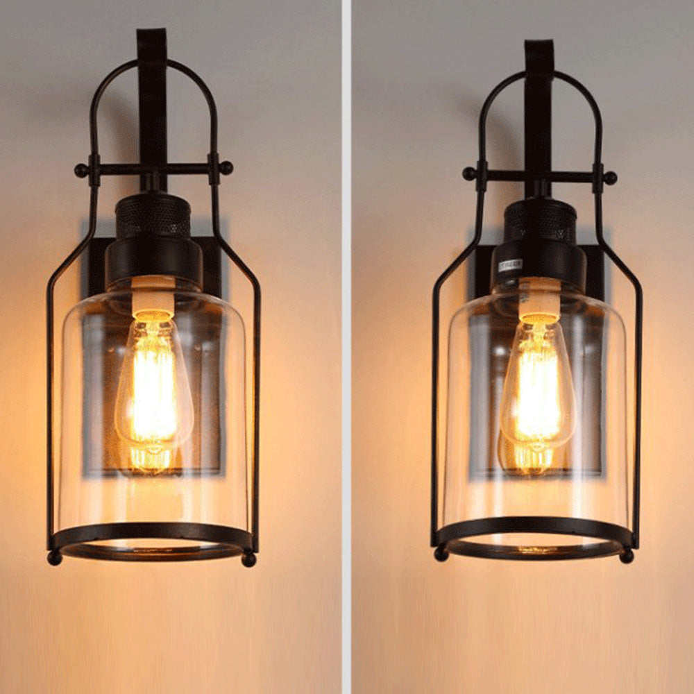 Silva Vintage Industriale LED Applique Vetro Metallo Nero/Ruggine Soggiorno/Camera da Letto
