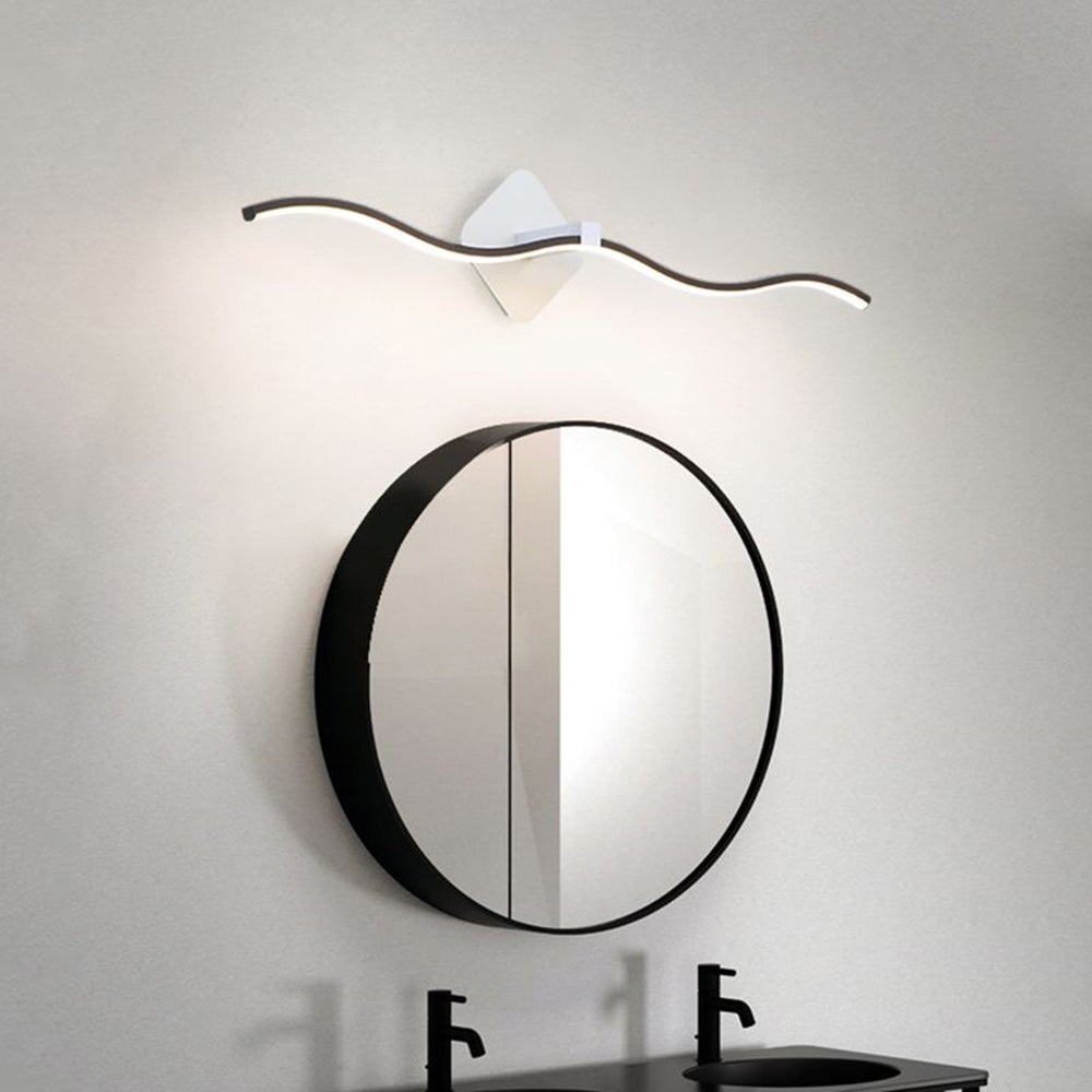 Arisha Minimalista LED Applique Onda Lineare Metallo Nero/Bianco Bagno