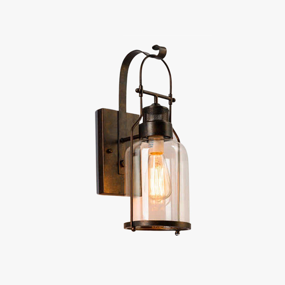 Silva Vintage Industriale LED Applique Vetro Metallo Nero/Ruggine Soggiorno/Camera da Letto