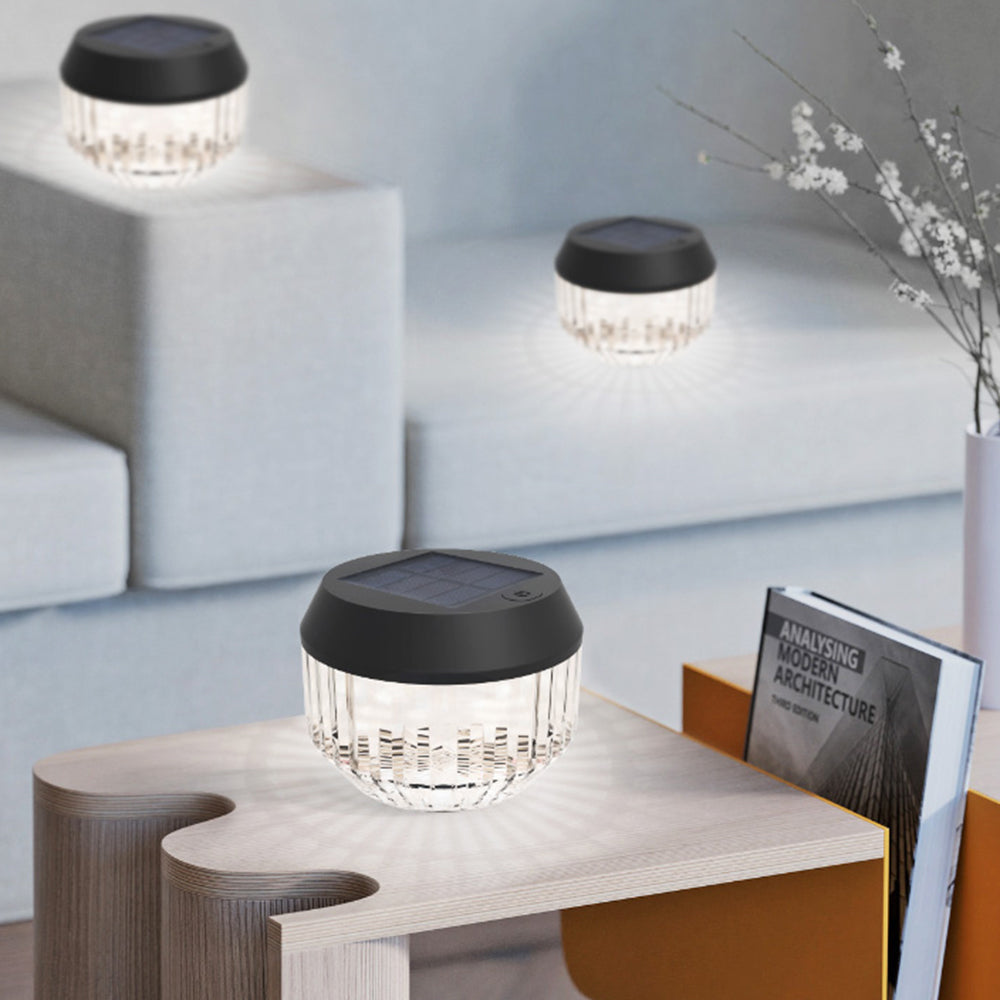 Ray Lampade da Tavolo Esterno Rotondo LED Solare Alimentato Bianco Giardino