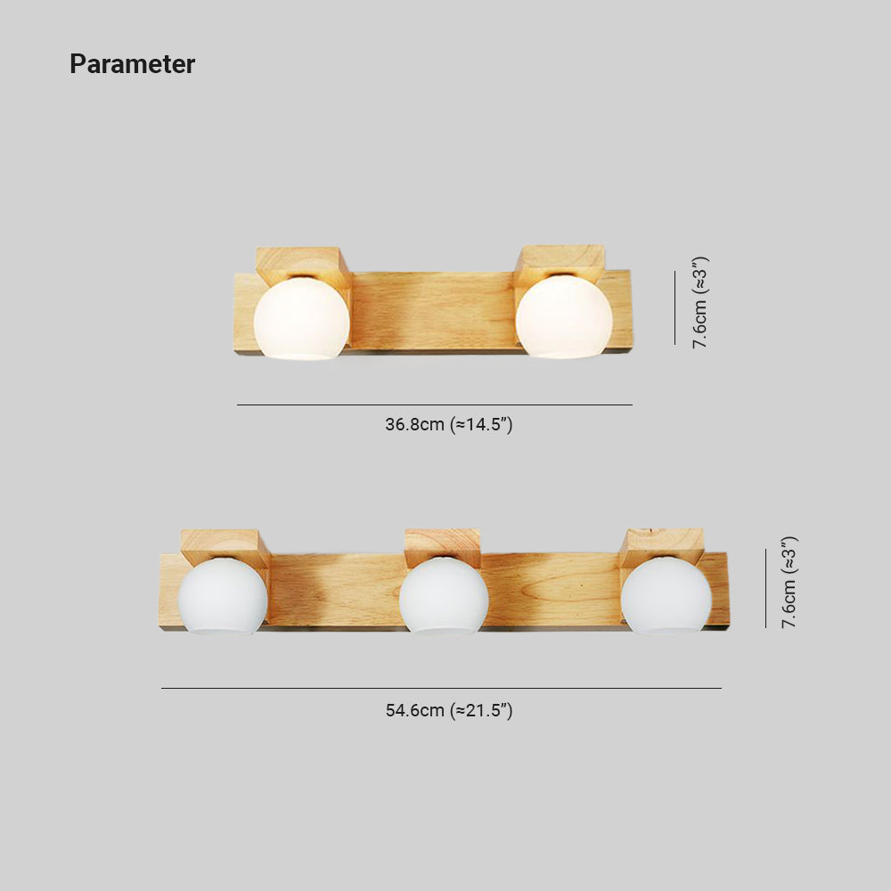 Muto Moderni LED Piccolo Applique Vanità Specchio Sfera Legno Bagno