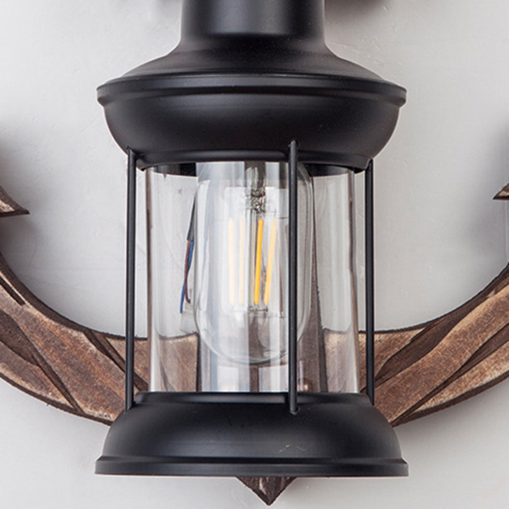 Epoch Vintage LED Ancora Applique Metallo Legno Lanterna Bianco/Marrone Soggiorno/Camera da Letto