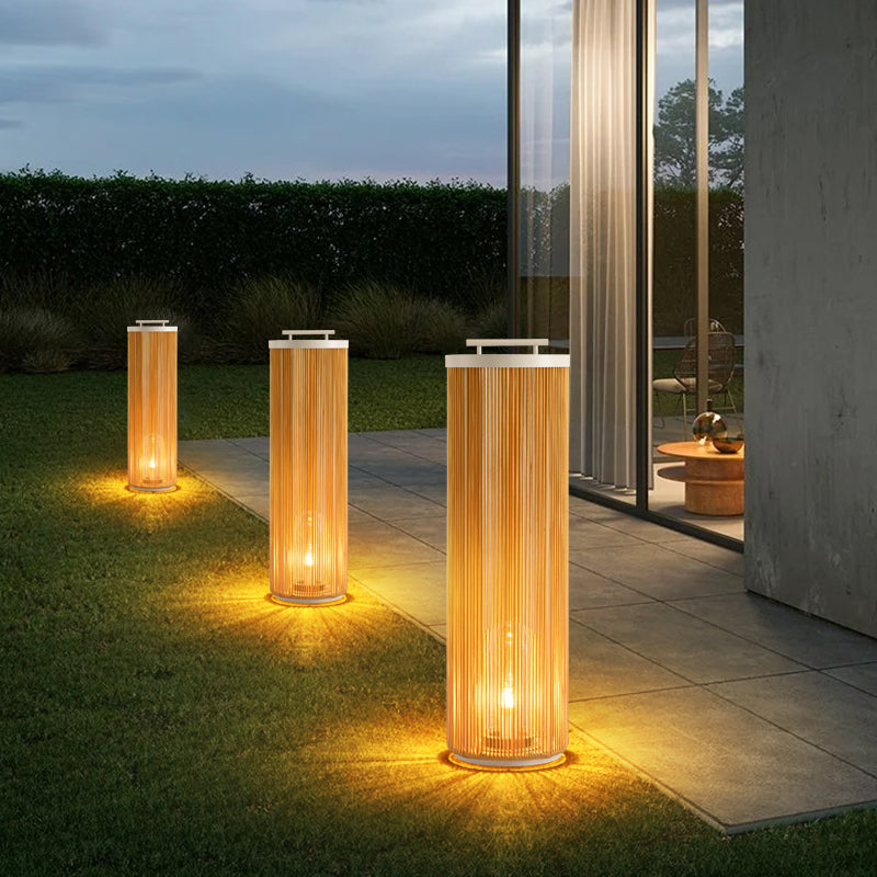 Ray Lampade da Esterno Metallo Rattan Retro Cavo/Solare/USB Giardino