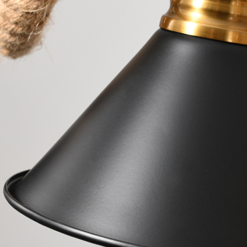 Epoch Vintage Metallo/Corda LED Sospensione Nero Soggiorno/Bar/Ristorante