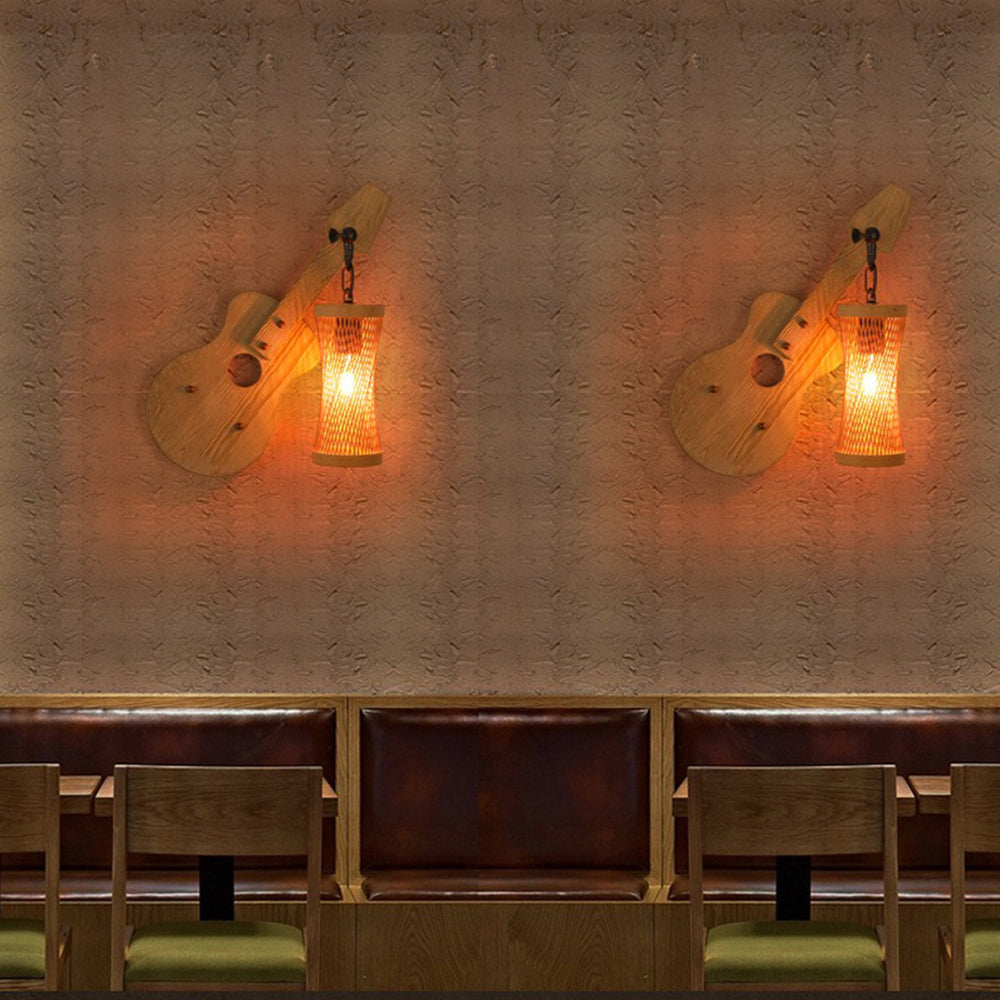 Silva Moderni Design LED Chitarra Applique Metallo Legno Soggiorno/Camera da Letto