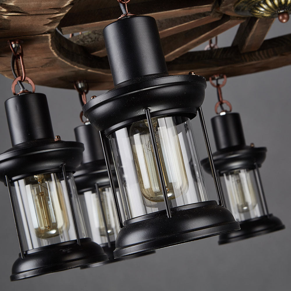 Epoch Lampade a Sospensione Vintage Timone Metallo Legno Noce Soggiorno