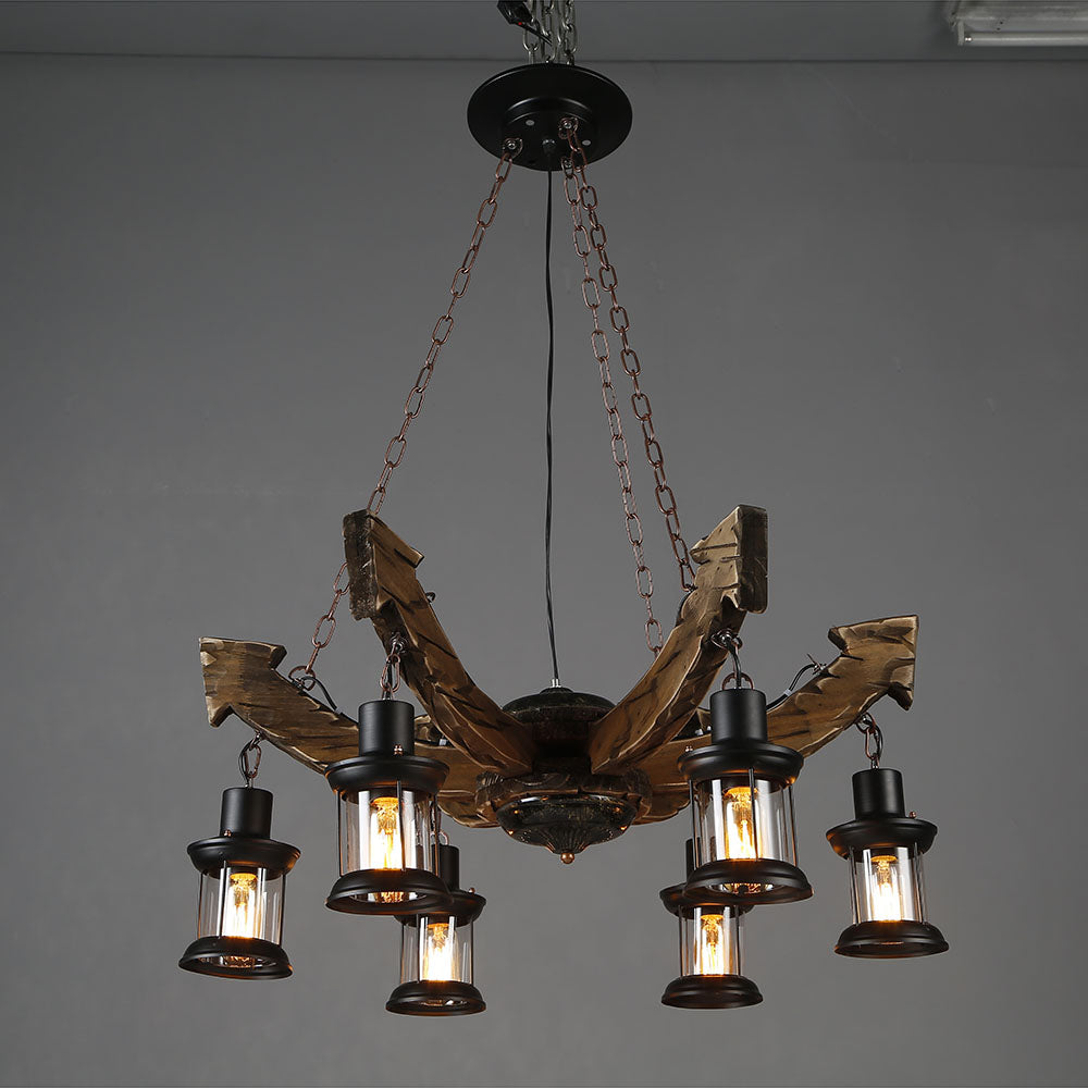 Epoch Vintage Industriale LED Lampade a Sospensione Nero Metallo/Legno Soggiorno/Camera da Letto