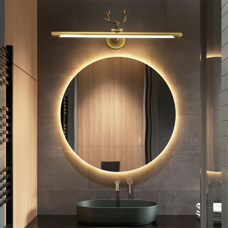 Arisha Applique Moderno LED Corno Cervo Forma Vanità Specchio Anteriore Nero/Ottone