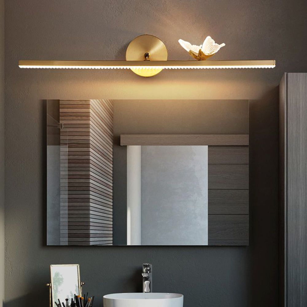Arisha Moderno LED Applique Lineare Lusso Farfalla Metallo Acrilico Oro Bagno