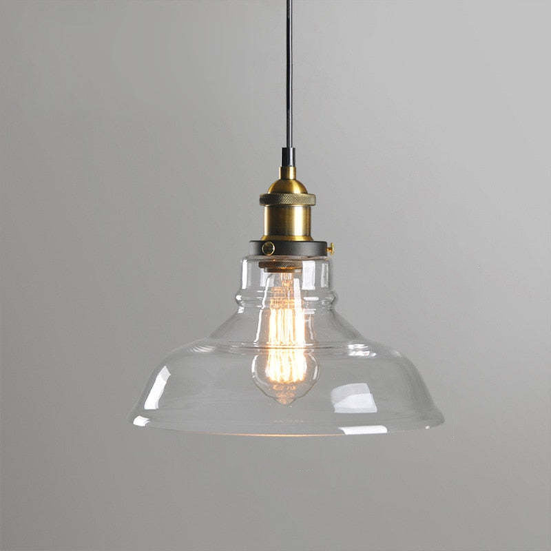 Arisha Industriale LED Lampada a Sospensione Vetro Chiaro/Ambra/Grigio Fumo