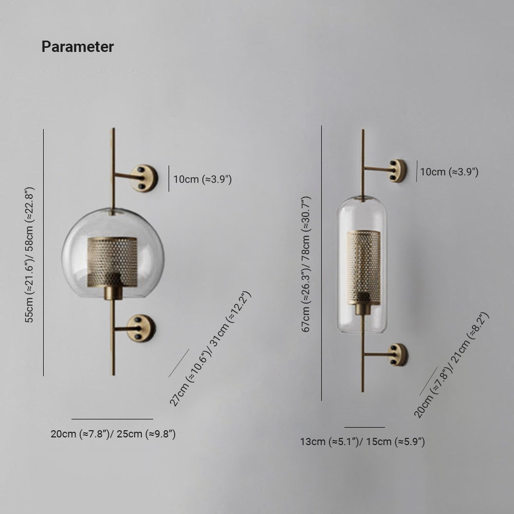 Arisha Industriale LED Applique Metallo/Vetro Argento/Oro Globale