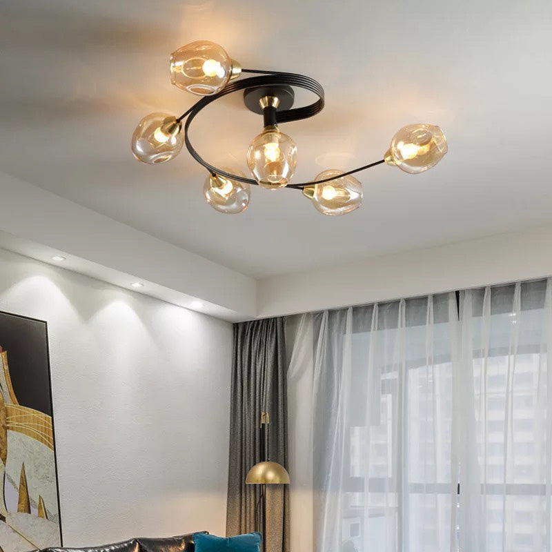 Valentina Moderno LED Spirale Plafoniere Metallo Vetro Nero/Oro Sala da Pranzo/Soggiorno/Camera da Letto