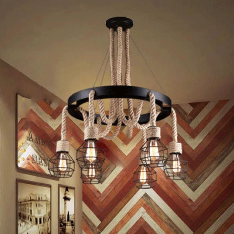 Epoch Vintage Metallo/Corda Lux Lampadario Lino Soggiorno/Sala da Pranzo
