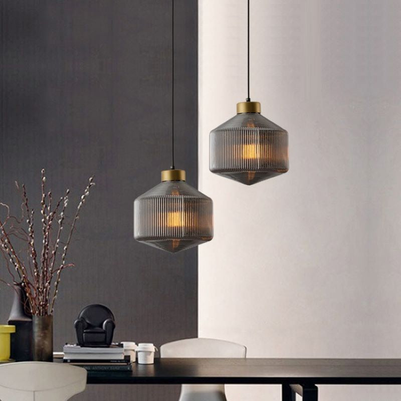 Valentina Moderne Metallo/Vetro Lampade a Sospensione Ambra/Grigio Soggiorno/Ristorante