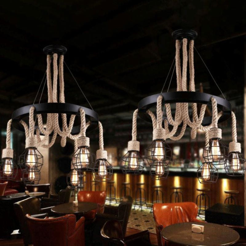 Epoch Vintage Metallo/Corda Lux Lampadario Lino Soggiorno/Sala da Pranzo