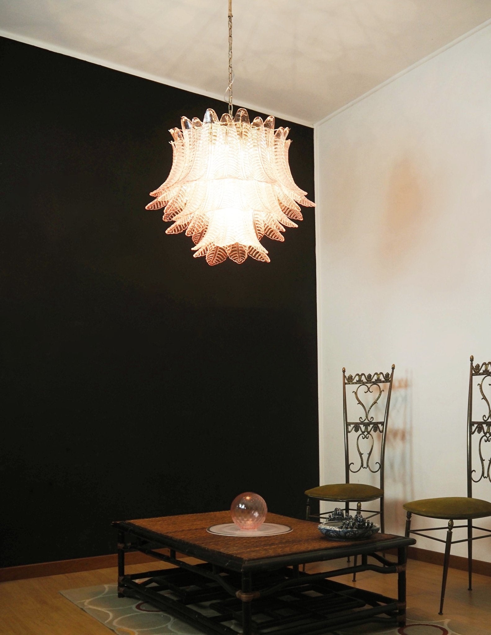 Aurora Chandelier Pink Leaf Glass Layered Graceful Luxury - Neutralighting