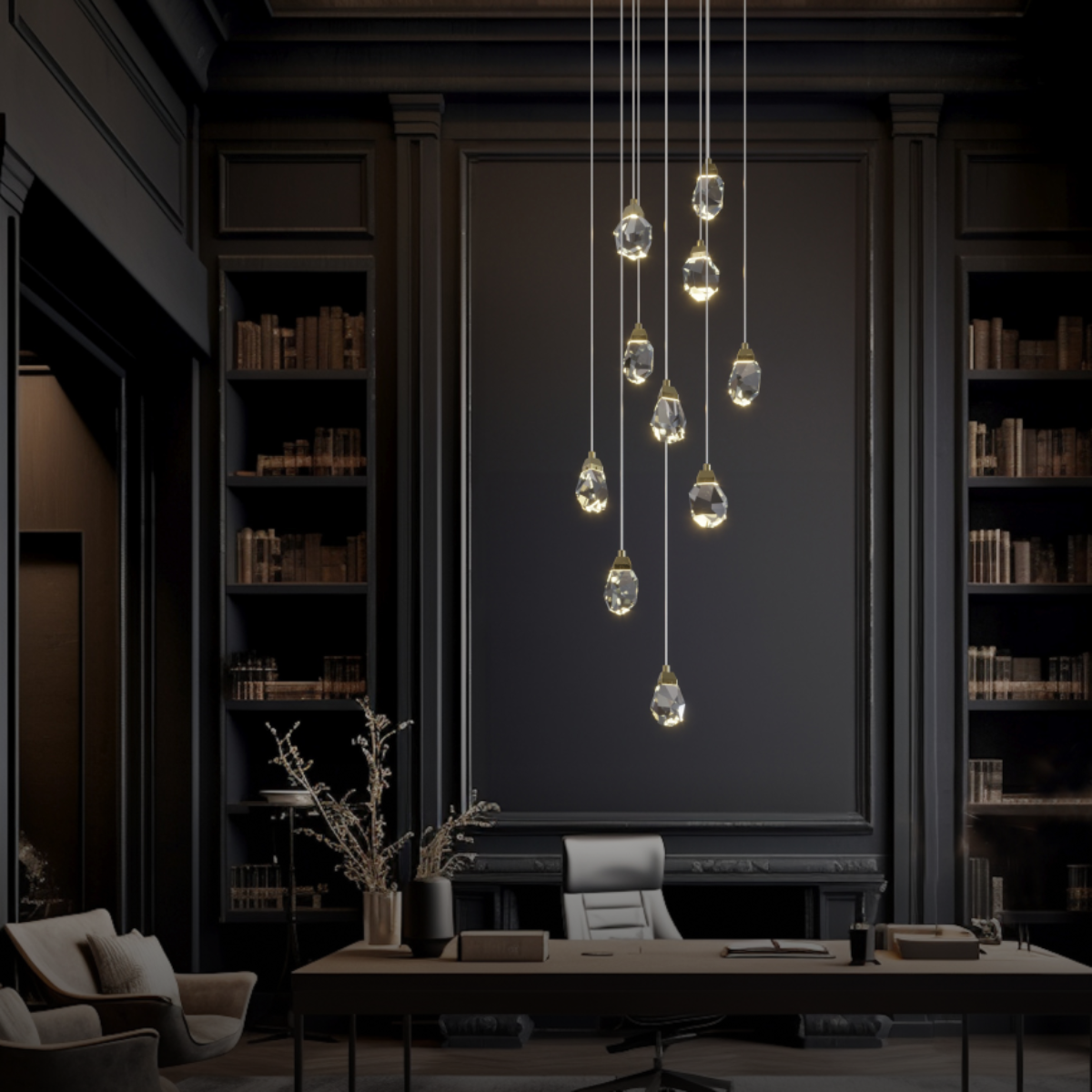 Kristy Design Cristallo LED Metallo Lampade a Sospensione Oro Soggiorno
