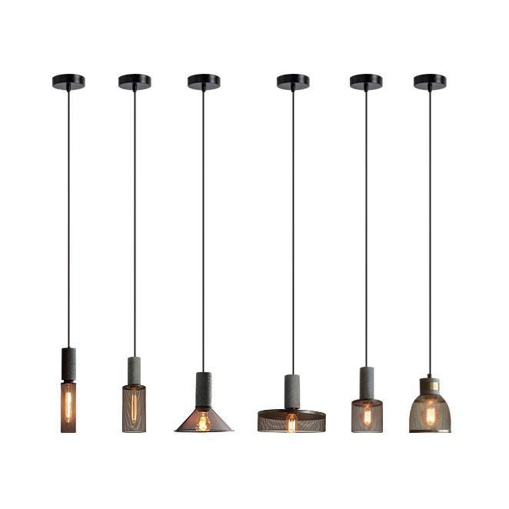 Arisha Moderni LED Wabi-Sabi Lampada a Sospensione Cilindrica Industriale Cemento/Metallo