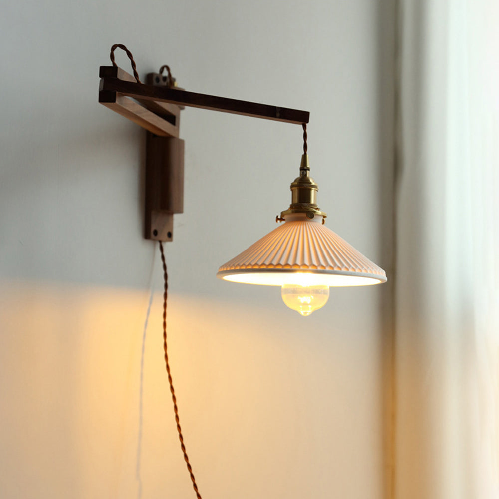 Muto Design LED Applique da Parete Ceramica/Legno/Chiaro Cupola Vintage Soggiorno/Camera da Letto