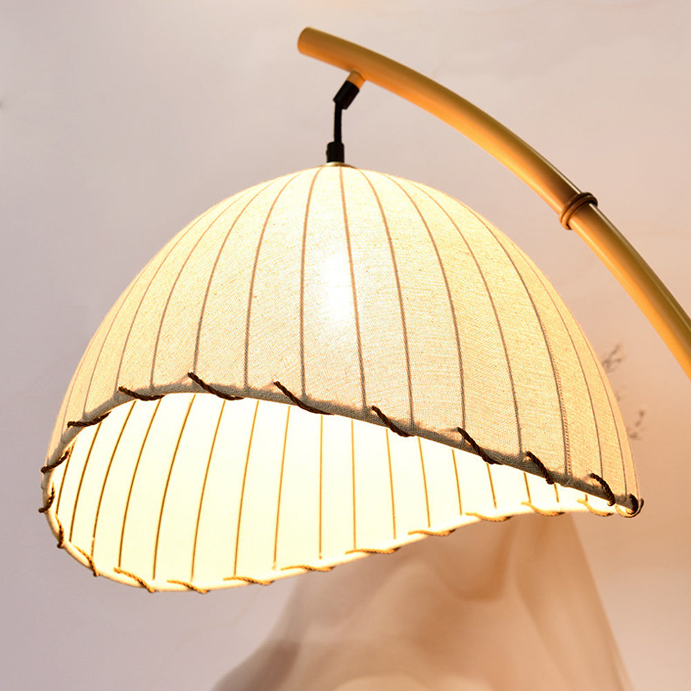 Muto Vintage LED Lampada da Terra Metallo/Tessuto/Bamboo Bianco