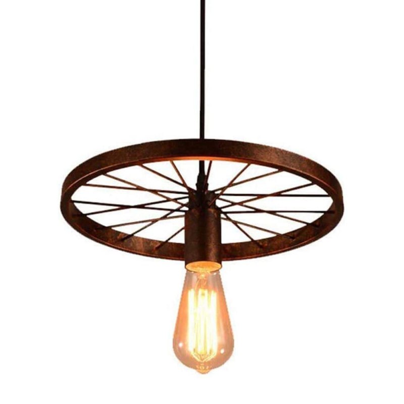 Alessio Industriale LED Carro Ruota Lampada a Sospensione Metallo Nero Soggiorno/Camera da Letto