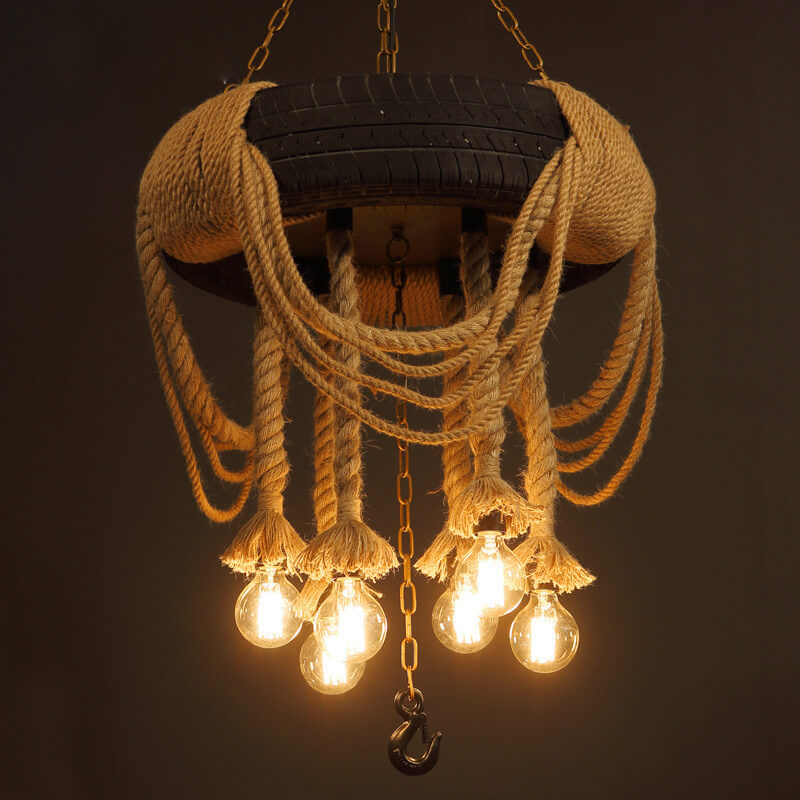 Epoch Vintage Metallo Corda Lampadari Marrone Soggiorno Sala da Pranzo