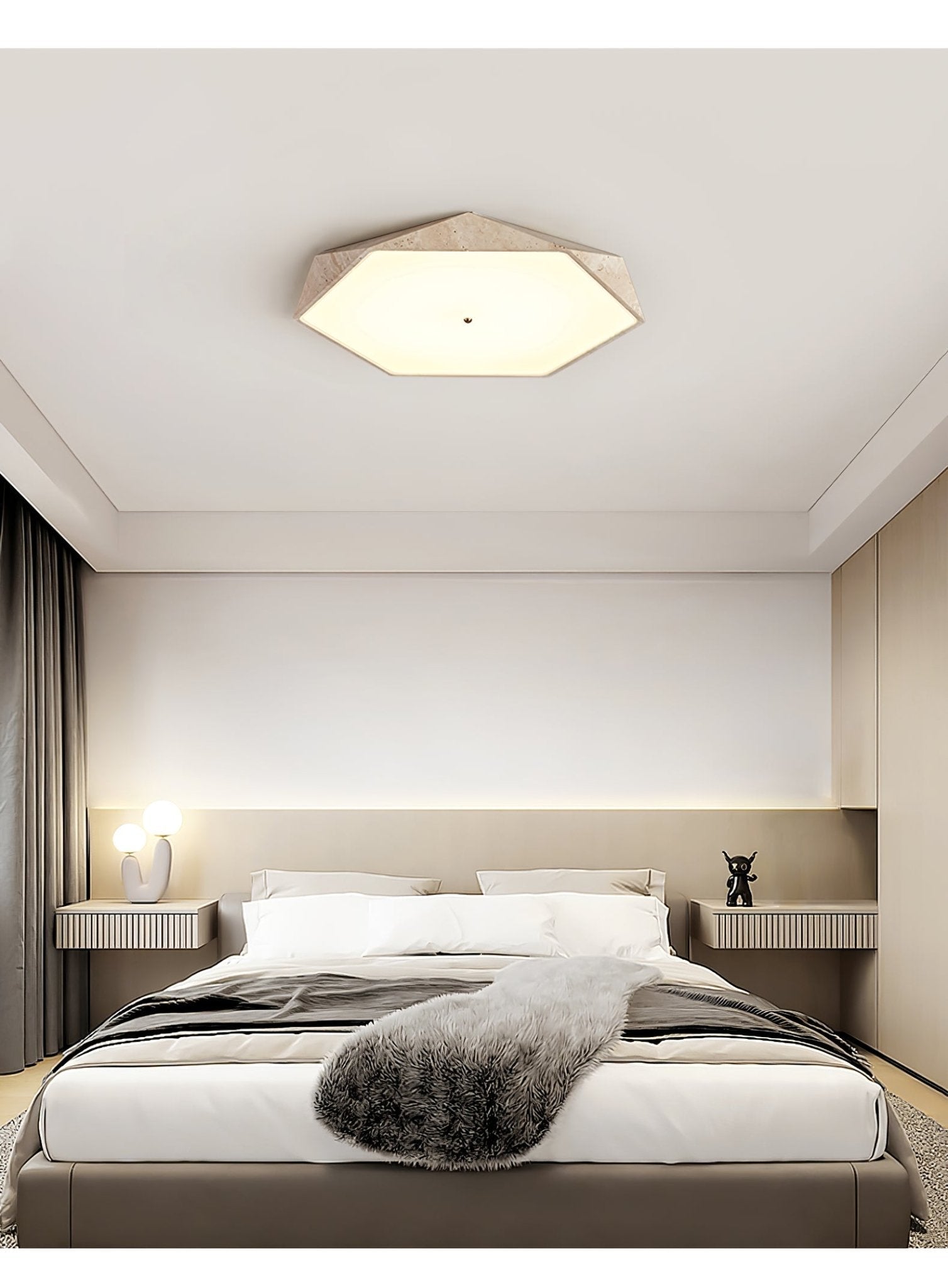 Hexagonal Travertine Ceiling Light - Neutralighting