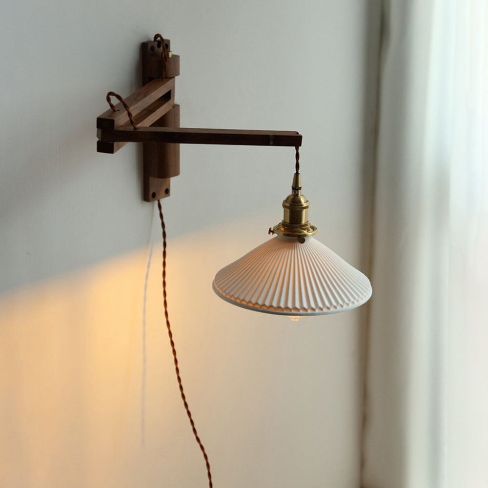 Muto Design LED Applique da Parete Ceramica/Legno/Chiaro Cupola Vintage Soggiorno/Camera da Letto