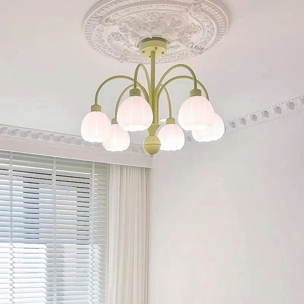 Arisha Moderno LED Decorativo Lampade a Sospensione Metallo Vetro Verde Mughetto Fiori Soggiorno/Camera da Letto