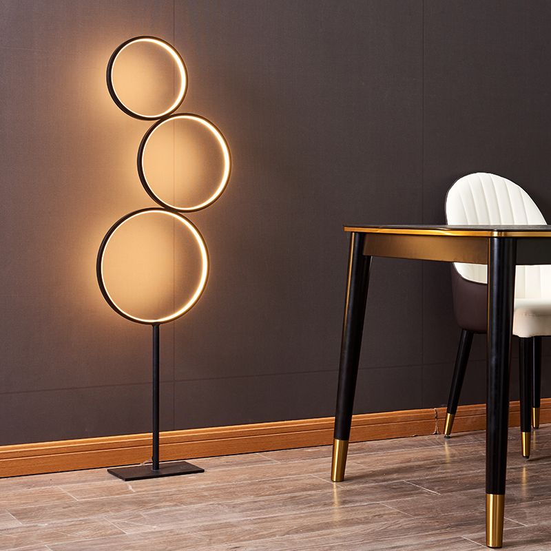 Arisha Minimalismo LED Anello Lampade da Terra Metallo Nero/Bianco Soggiorno/Camera da Letto
