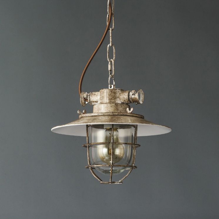 Silva Industriale Rustica Metallo Lampade a Sospensione, Bianco/Blu