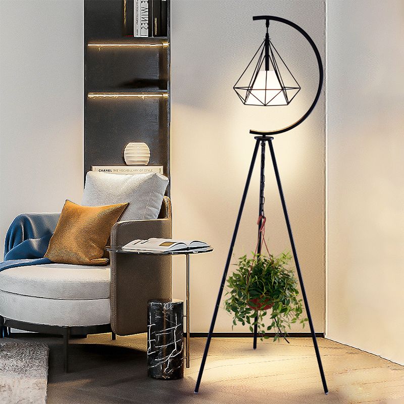 Tiffany Design LED Diamante Gabbia Lampade da Terra Metallo Nero/Oro Soggiorno/Camera da Letto