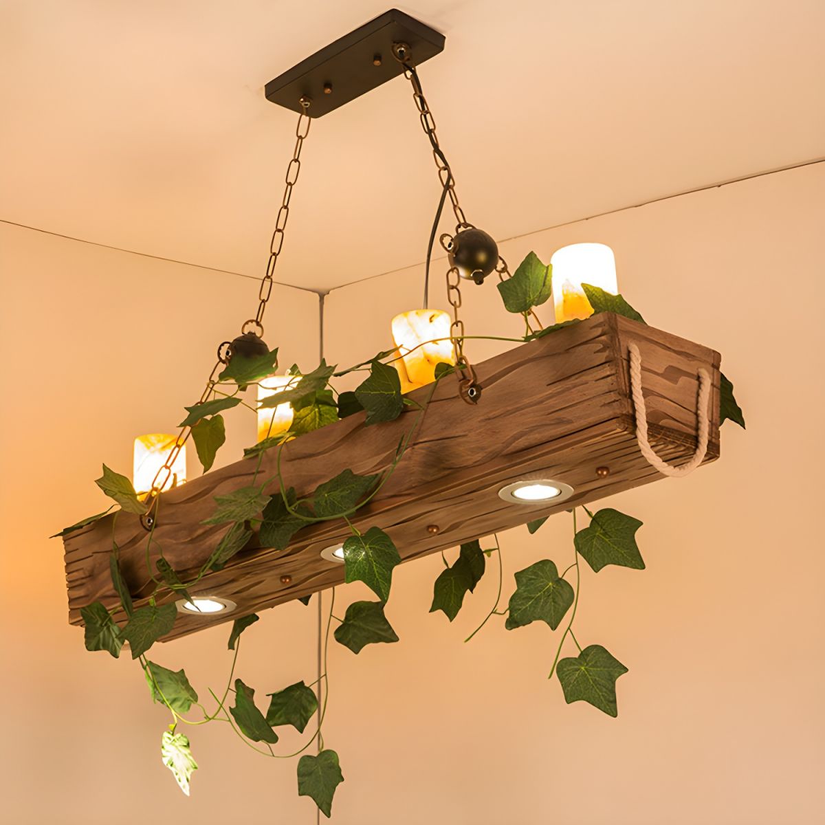 Epoch Rustica Legno Vetro Lampade a sospensione Sala da Pranzo