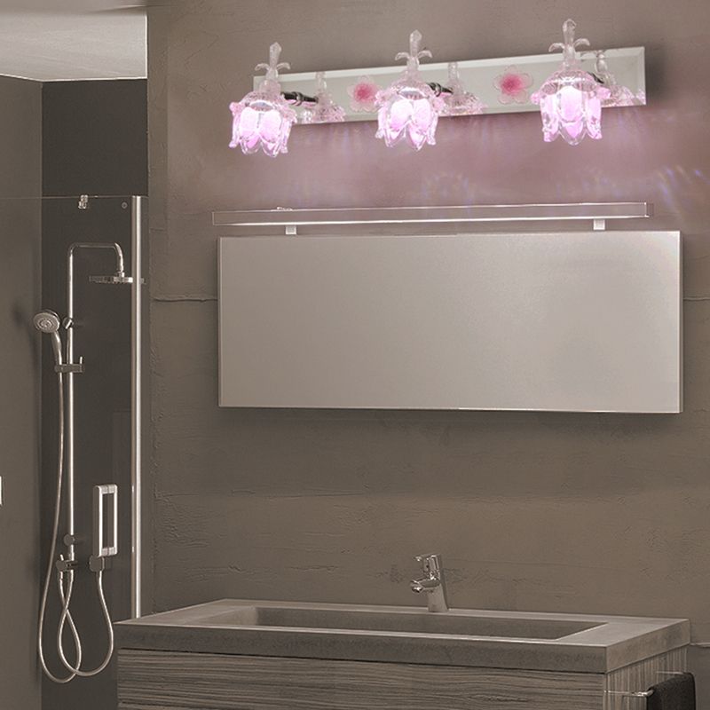Arisha Design LED Applique Specchio Bellissimo Fiore Vanità Rosa Metallo/Vetro Bagno