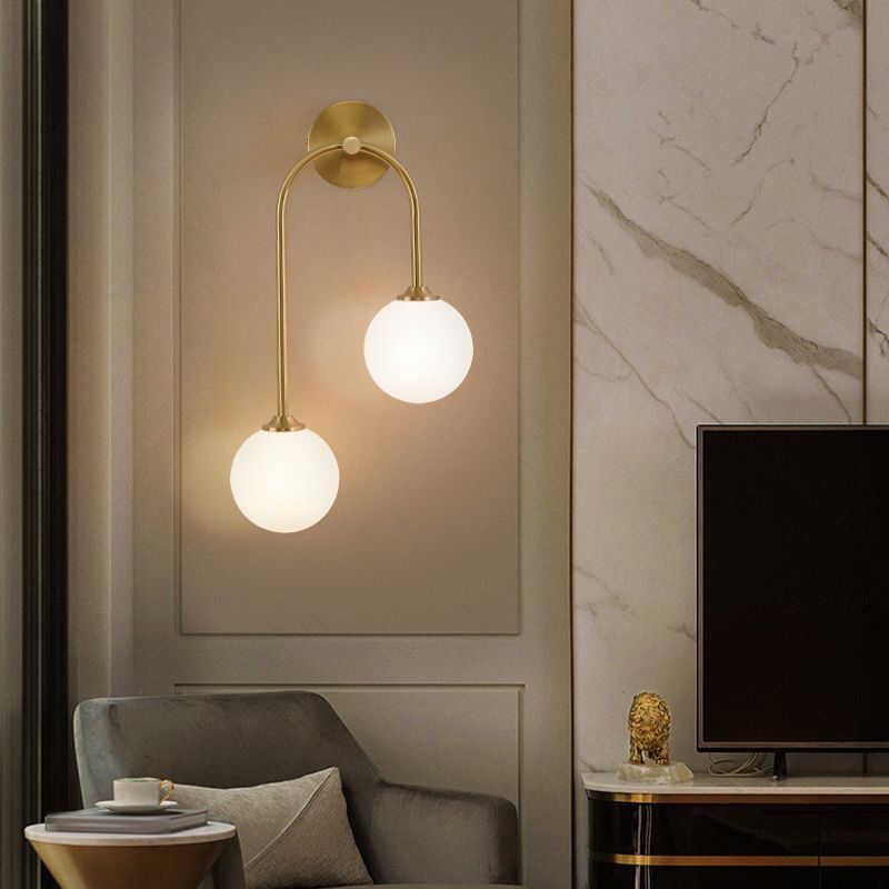 Valentina Moderno LED Arco Globo Vetro Applique Ottone Soggiorno/Camera da Letto