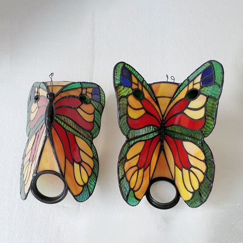 Arisha Design LED Bellissimo Decorativo Applique Metallo Vetro Artistica Farfalla Colorata Bagno