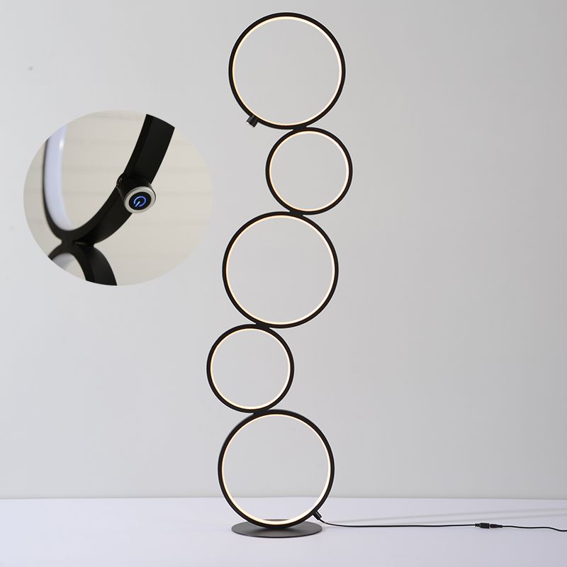 Arisha Minimalismo LED Anello Lampade da Terra Metallo Nero/Bianco Soggiorno/Camera da Letto