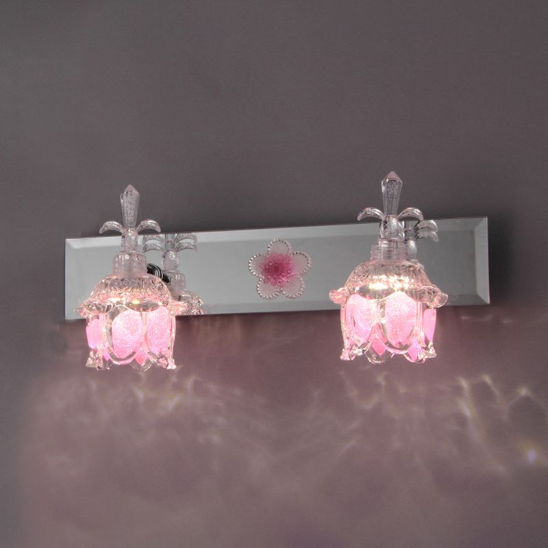 Arisha Design LED Applique Specchio Bellissimo Fiore Vanità Rosa Metallo/Vetro Bagno
